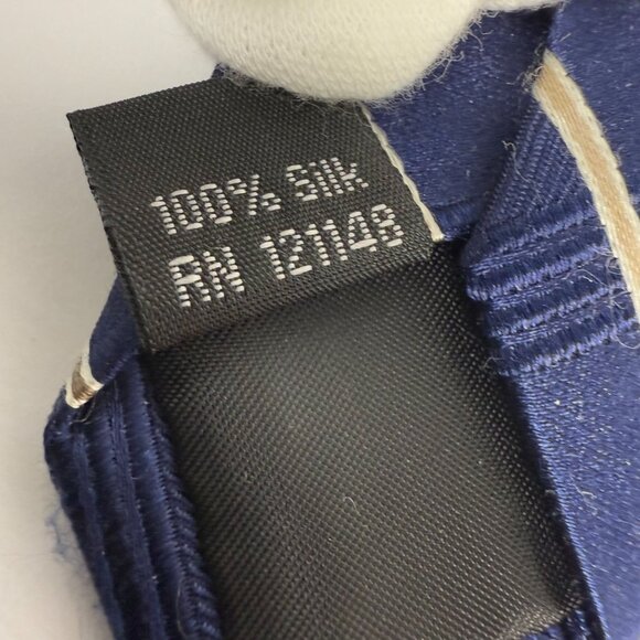 Michael Kors Navy & Beige Striped 100% Silk Tie - Picture 7 of 9